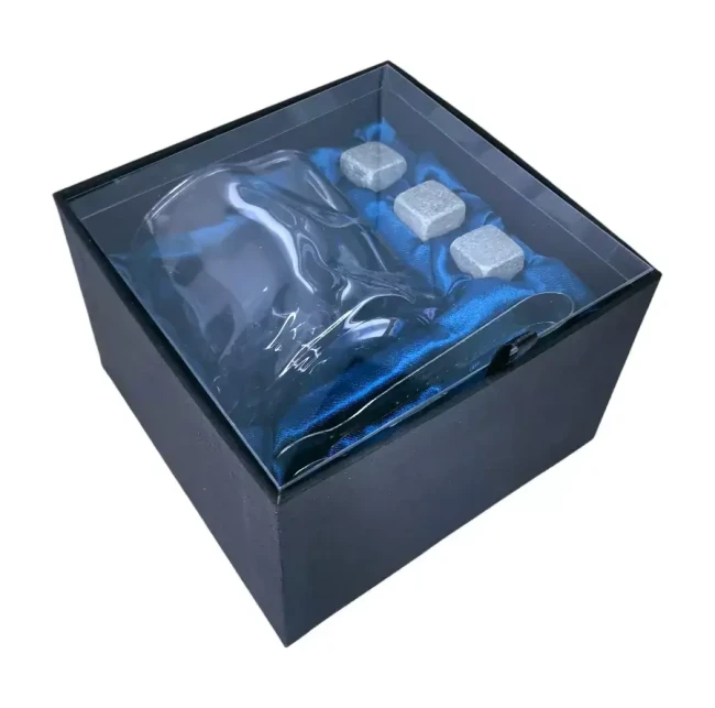 Подарочный набор 1 бокал, 3 охлаждающих камня, щипцы AmiroTrend ABW-331 blue transparent - фото6