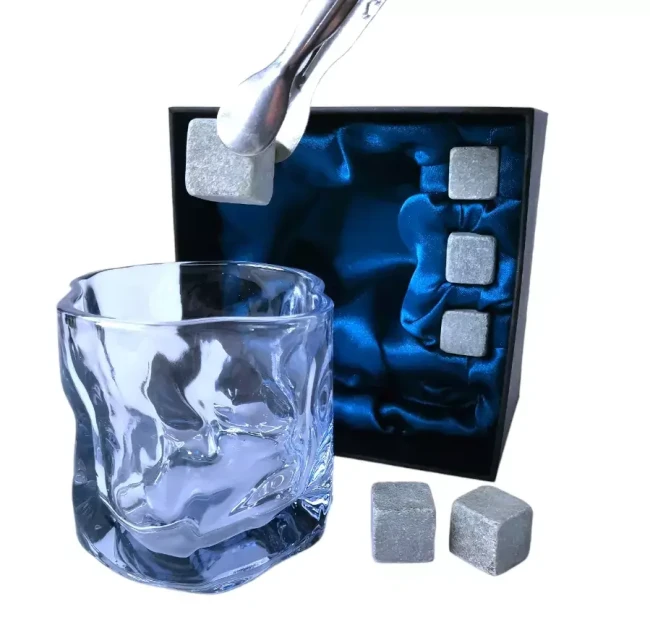Подарочный набор 1 бокал, 3 охлаждающих камня, щипцы AmiroTrend ABW-331 blue transparent - фото5