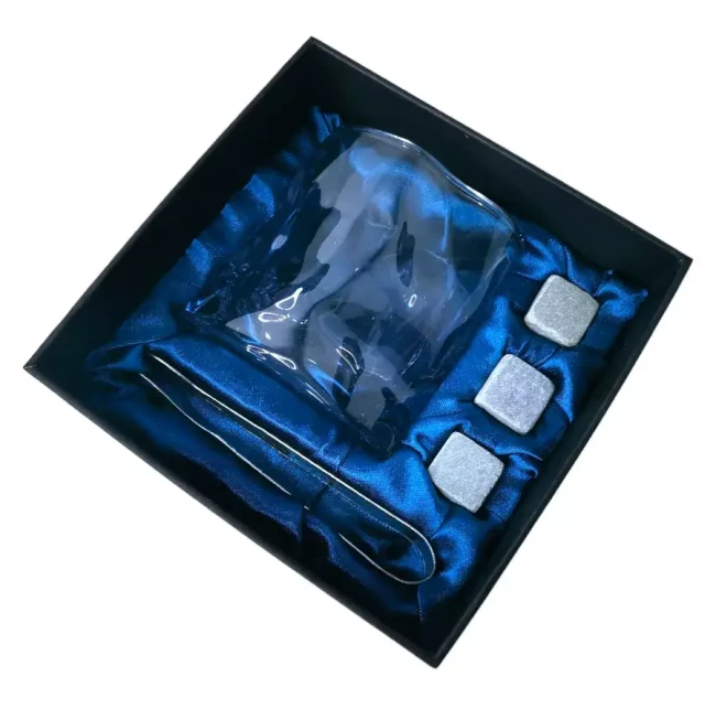 Подарочный набор 1 бокал, 3 охлаждающих камня, щипцы AmiroTrend ABW-331 blue transparent - фото3
