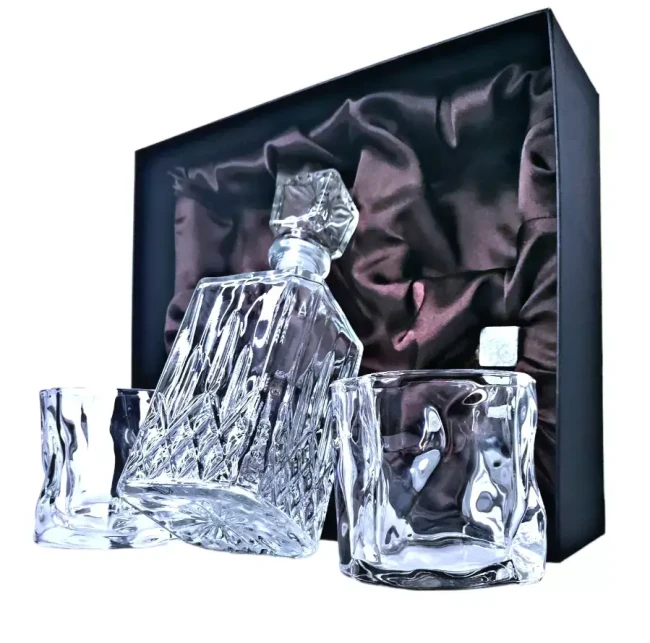 Подарочный набор для виски со штофом, 2 стакана, 6 камней AmiroTrend ABW-404 crystal - фото5