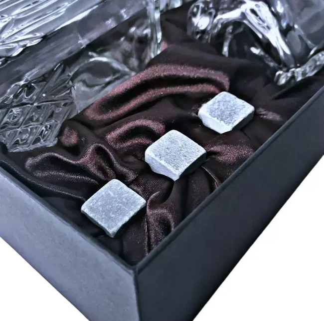 Подарочный набор для виски со штофом, 2 стакана, 6 камней AmiroTrend ABW-404 crystal - фото9
