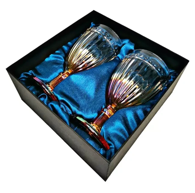Подарочный набор для игристого 2 бокала AmiroTrend ABW-506 blue gradient gold - фото3