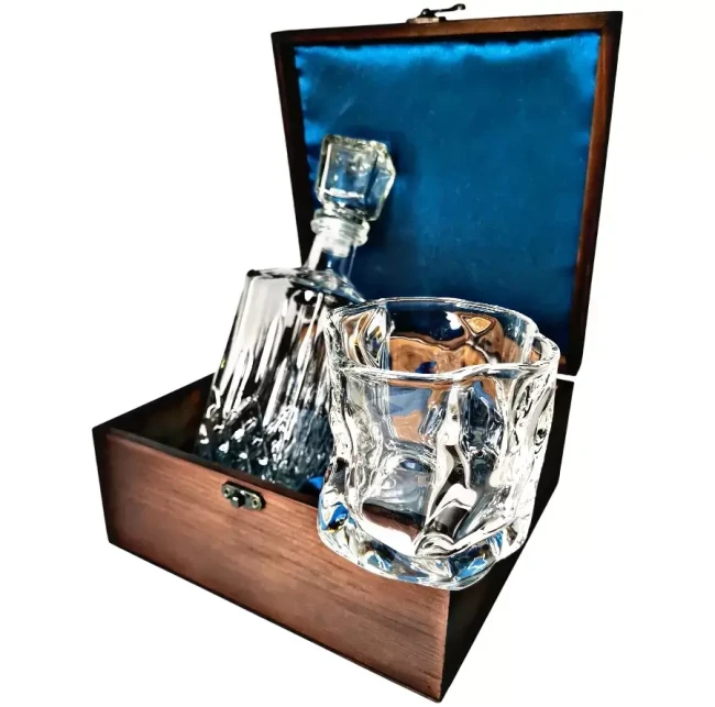 Подарочный набор 1 бокал, штоф с камнями AmiroTrend ABW-341 transparent blue - фото5
