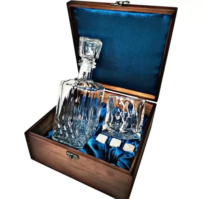 Подарочный набор 1 бокал, штоф с камнями AmiroTrend ABW-341 transparent blue - фото3