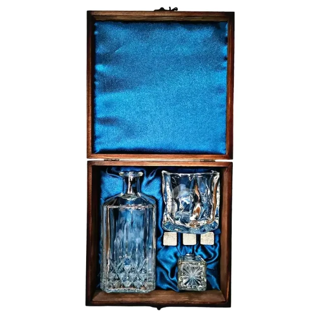 Подарочный набор 1 бокал, штоф с камнями AmiroTrend ABW-341 transparent blue - фото2