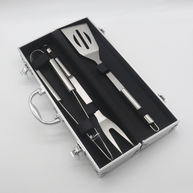 Набор Amiro Grill Set AGS-003 для барбекю/гриля/шашлыка из нержавеющей стали в чемодане (3 предмета) - фото