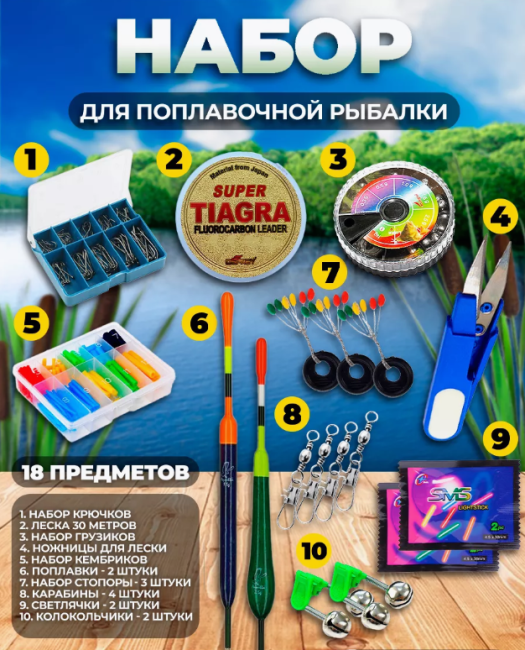 Набор рыбака со снастями Amiro Fisherman Set AFS-107 - фото