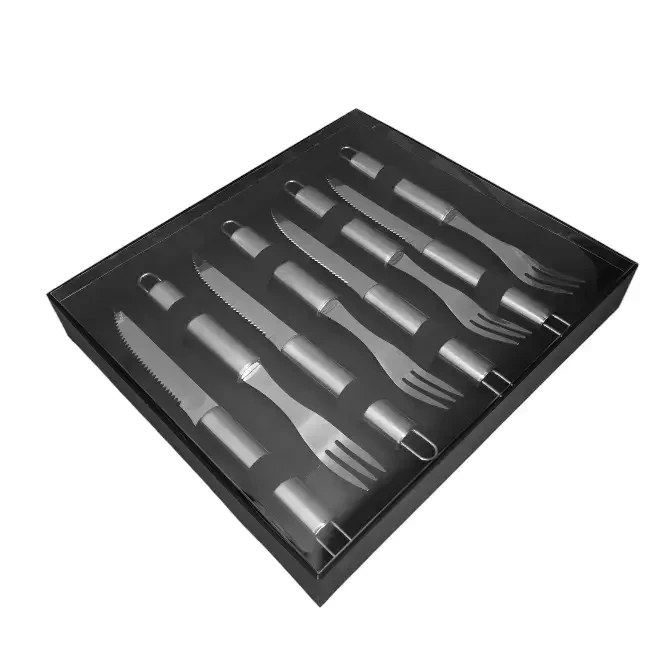 Набор приборов для стейка на 4 персоны (4 вилки и 4 ножа) из нержавеющей стали - фото7