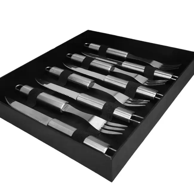 Набор приборов для стейка на 4 персоны (4 вилки и 4 ножа) из нержавеющей стали - фото2