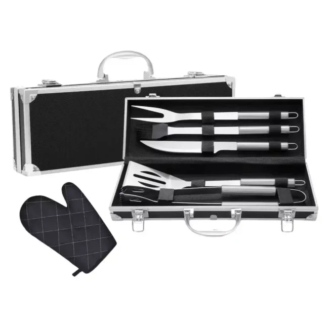 Набор Amiro Grill Set AGS-006 для барбекю/гриля/шашлыка из нержавеющей стали в чемодане (6 предметов) - фото