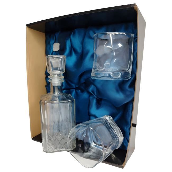 Подарочный набор для виски со штофом, 2 стакана, 6 камней AmiroTrend ABW-402 blue crystal - фото6