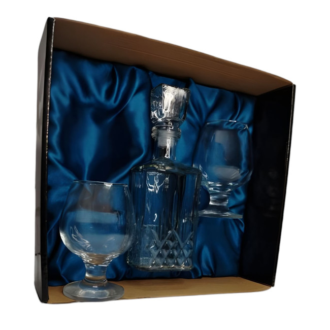 Подарочный набор для коньяка со штофом, 2 бокала AmiroTrend ABW-420 blue crystal - фото3