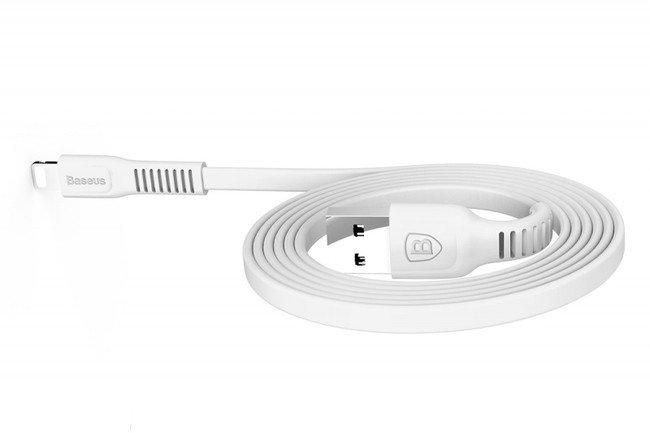 Кабель USB Lightning для Apple Baseus CALZY-B02 плоский 2A 1 метр белый