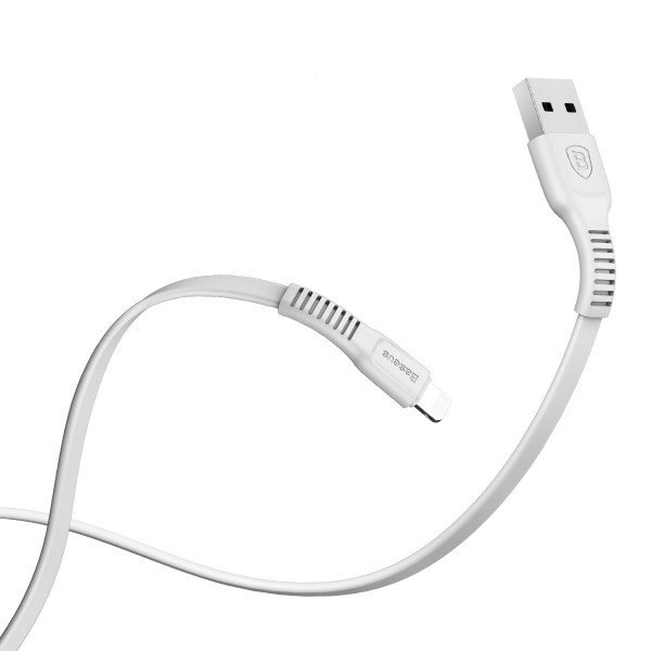 Кабель USB Lightning для Apple Baseus CALZY-B02 плоский 2A 1 метр белый - фото