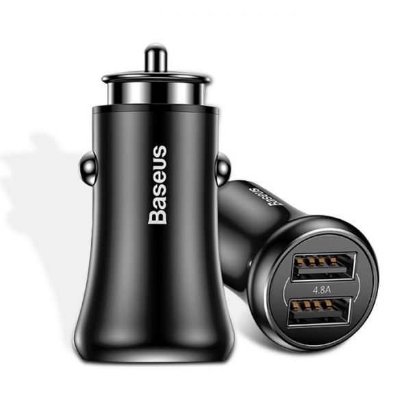 Автомобильное зарядное устройство Baseus Gentleman 4.8A Dual-USB Car Charger черный - фото