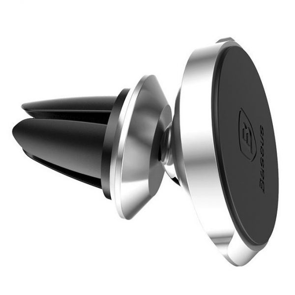 Автомобильный держатель в дефлектор воздуховода Baseus SUER-A0S магнитное крепление серебристый - фото3
