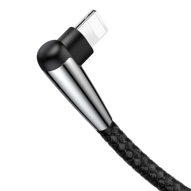 Кабель USB Lightning для Apple Baseus CALMVP-D01 угловой коннектор 2.4A 1 метр черный - фото