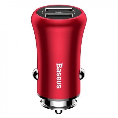 Автомобильное зарядное устройство Baseus Gentleman 4.8A Dual-USB Car Charger красный