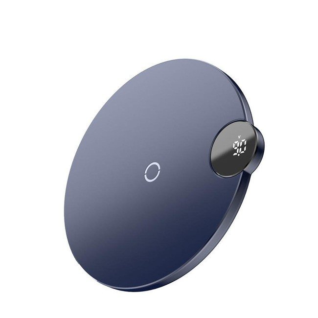 Беспроводное зарядное с дисплеем Baseus Digital LED Display Wireless Charger синий - фото