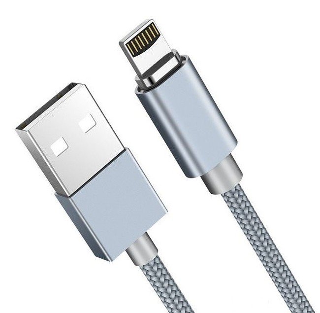 Кабель USB Lightning для Apple Hoco U40A магнитный 2A 1 метр серебристый