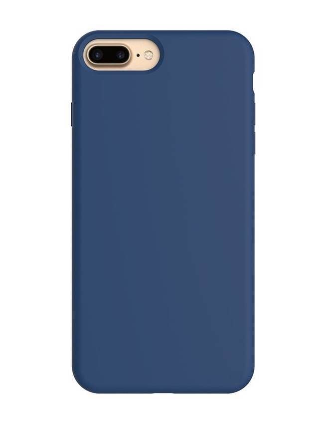 Чехол для Apple iPhone 8 Plus/7 Plus силиконовый (закрытый низ) темно - синий - фото