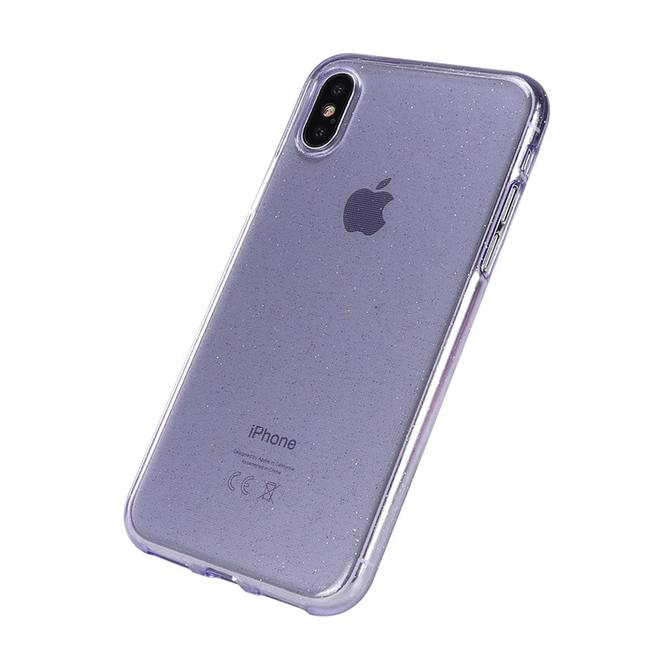 Чехол для Apple iPhone X / Xs гелевый с блестками BOOSTAR фиолетовый - фото