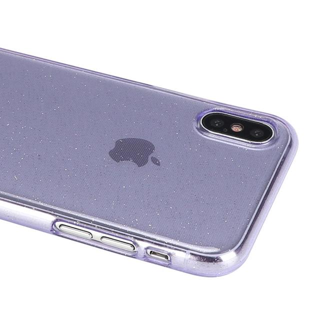 Чехол для Apple iPhone X / Xs гелевый с блестками BOOSTAR фиолетовый - фото4