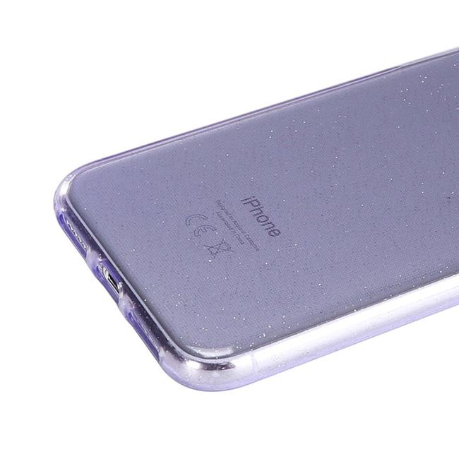 Чехол для Apple iPhone X / Xs гелевый с блестками BOOSTAR фиолетовый - фото3