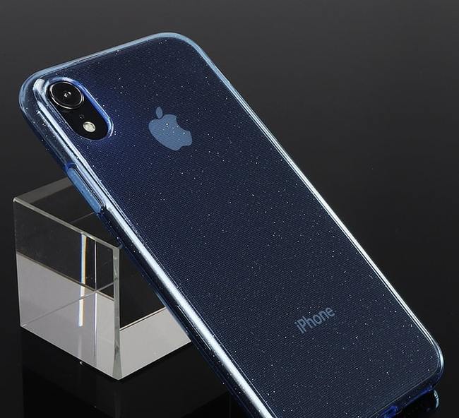 Чехол для Apple iPhone X / Xs гелевый с блестками BOOSTAR голубой
