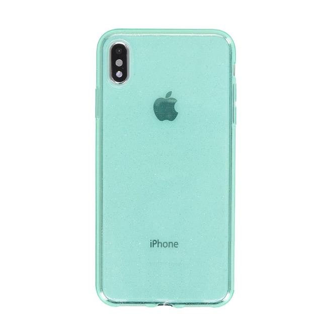 Чехол для Apple iPhone X / Xs гелевый с блестками BOOSTAR зеленый - фото