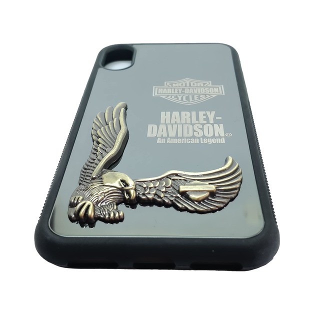 Чехол для Apple iPhone X / Xs гелевый с металлической вставкой Harley Davidson черный