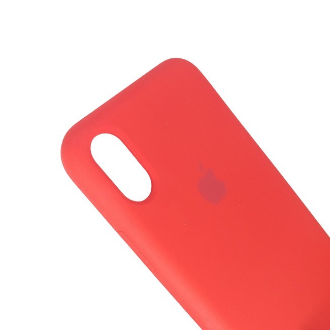 Чехол для Apple iPhone X / Xs силиконовый (закрытый низ) красный - фото4