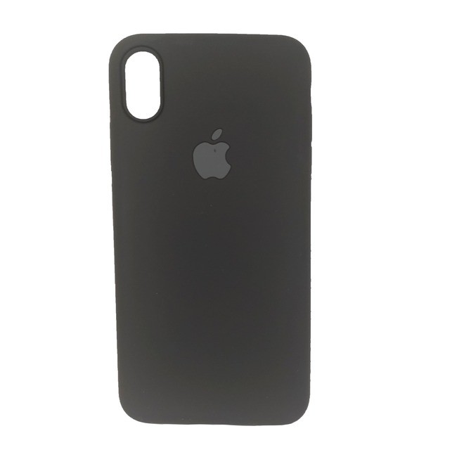 Чехол для Apple iPhone XR силиконовый Яблоко черный - фото
