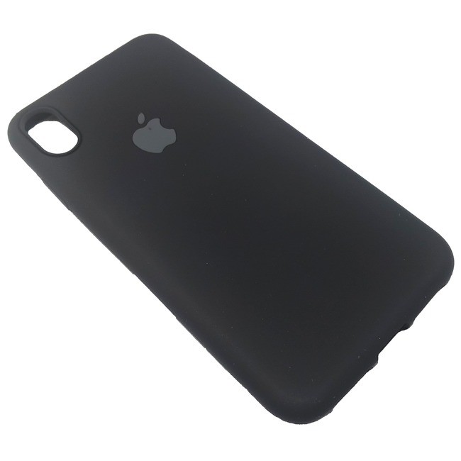 Чехол для Apple iPhone XR силиконовый Яблоко черный - фото2