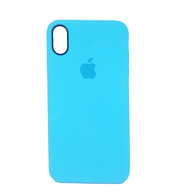 Чехол для Apple iPhone XR силиконовый Яблоко голубой - фото