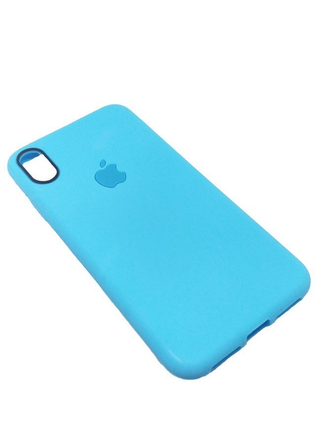 Чехол для Apple iPhone XR силиконовый Яблоко голубой - фото2