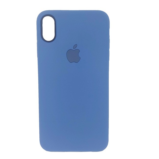 Чехол для Apple iPhone XR силиконовый Яблоко синий - фото