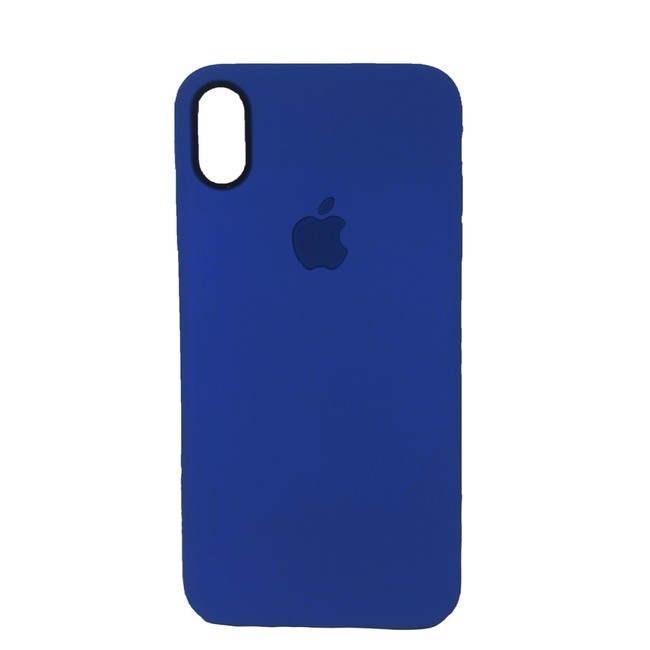 Чехол для Apple iPhone XR силиконовый Яблоко темно - синий - фото