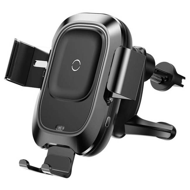 Автомобильный держатель в дефлектор с беспроводной зарядкой Baseus Smart Vehicle Bracket WXZN-01 чёрный - фото