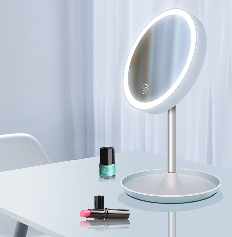 Настольное зеркало для макияжа с подсветкой ShineMirror TD-016 белого цвета - фото
