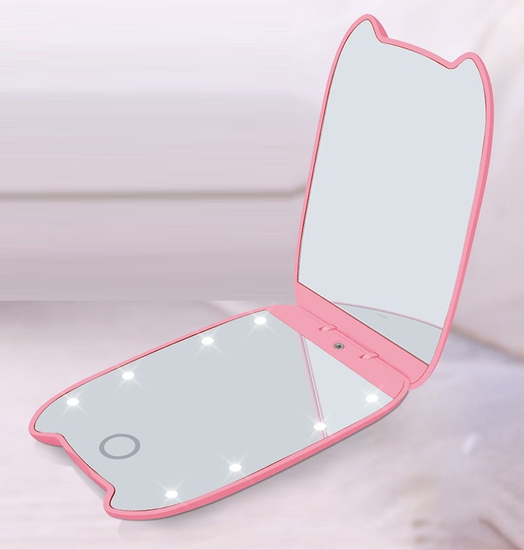 Зеркало для макияжа с подсветкой и увеличением ShineMirror TD-09 розового цвета - фото