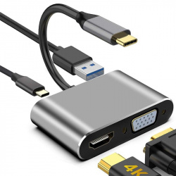 Переходник USB Type-C на HDMI 4K / VGA/ USB 3.0 PD - фото