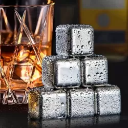 Охлаждающие камни для виски набор 6 штук, щипцы Whiskey Gift Set - фото