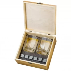 Подарочный набор для виски в деревянной шкатулке с камнями AmiroBel ABW-101 - фото