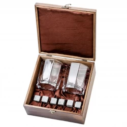 Подарочный набор для виски в деревянной шкатулке с камнями AmiroBel ABW-104 - фото