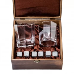 Подарочный набор для виски в деревянной шкатулке с камнями AmiroTrend ABW-104 - фото