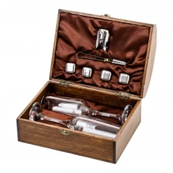 Подарочный набор с бокалами для шампанского в деревянной шкатулке AmiroTrend ABW-105 - фото