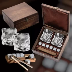 Подарочный набор для виски в деревянной шкатулке с камнями AmiroTrend ABW-305S - фото