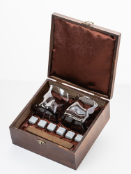 Подарочный набор для виски в деревянной шкатулке с камнями AmiroTrend ABW-304S - фото