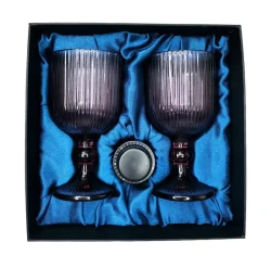 Подарочный набор для вина 2 бокала, вакуумная пробка AmiroTrend ABW-501 blue lilac - фото